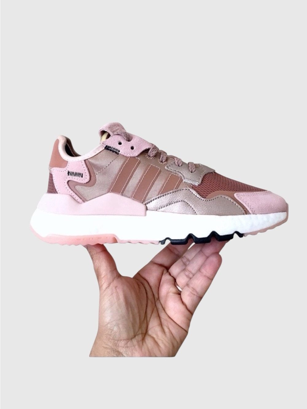 Adidas Nite Jogger Rose Gold Metallic Pink Women’s Sneakers